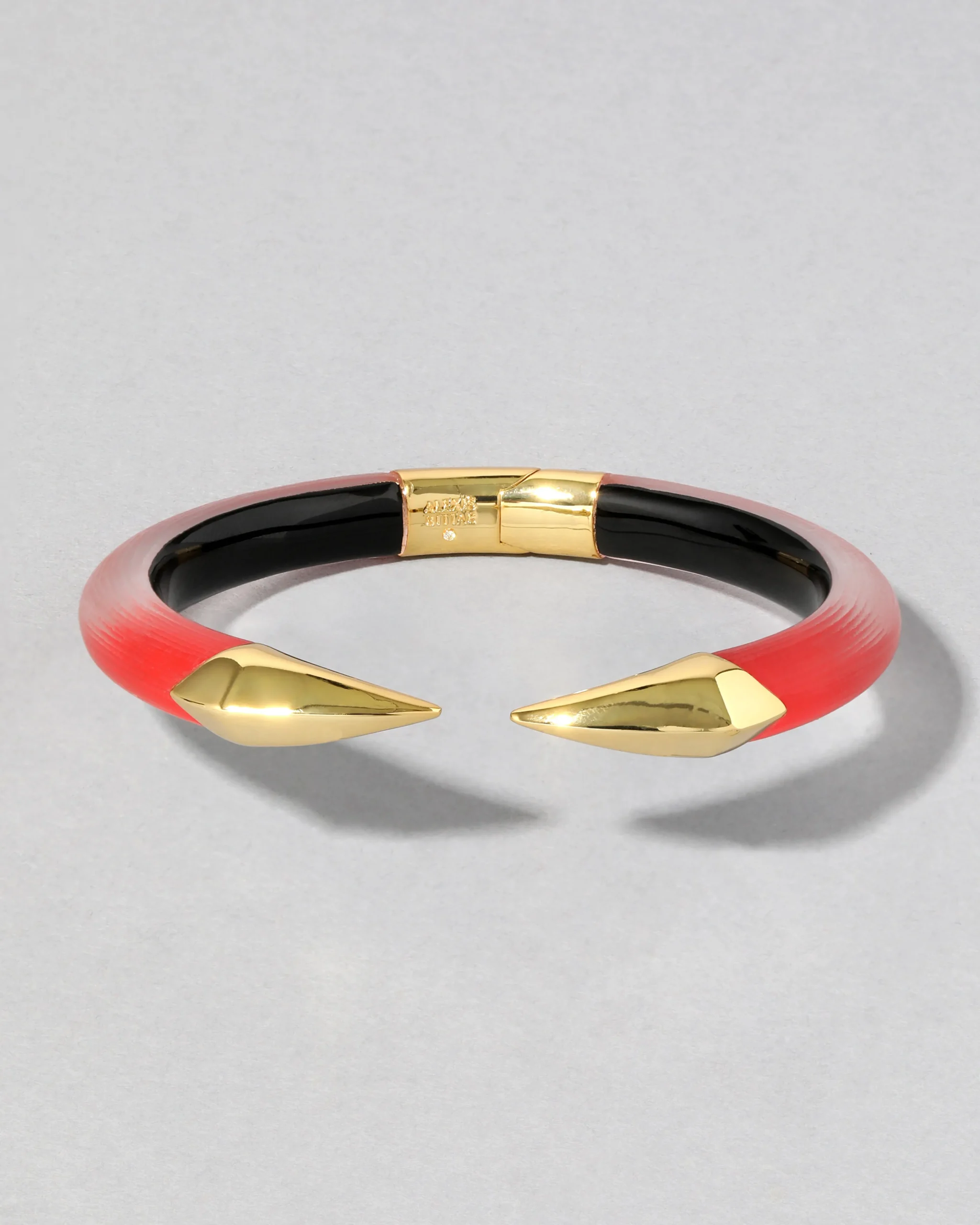 Mirrored Pyramid Lucite Brake Hinge Bracelet- Lipstick Red