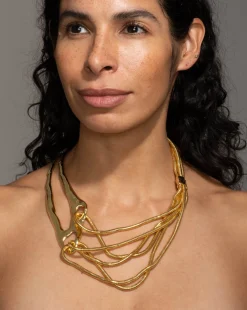 Molten Gold Intertwined Snake Chain Necklace