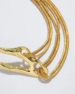 Molten Gold Intertwined Snake Chain Necklace
