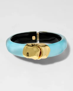Molten Gold Lucite Hinge Bracelet- Icy Blue