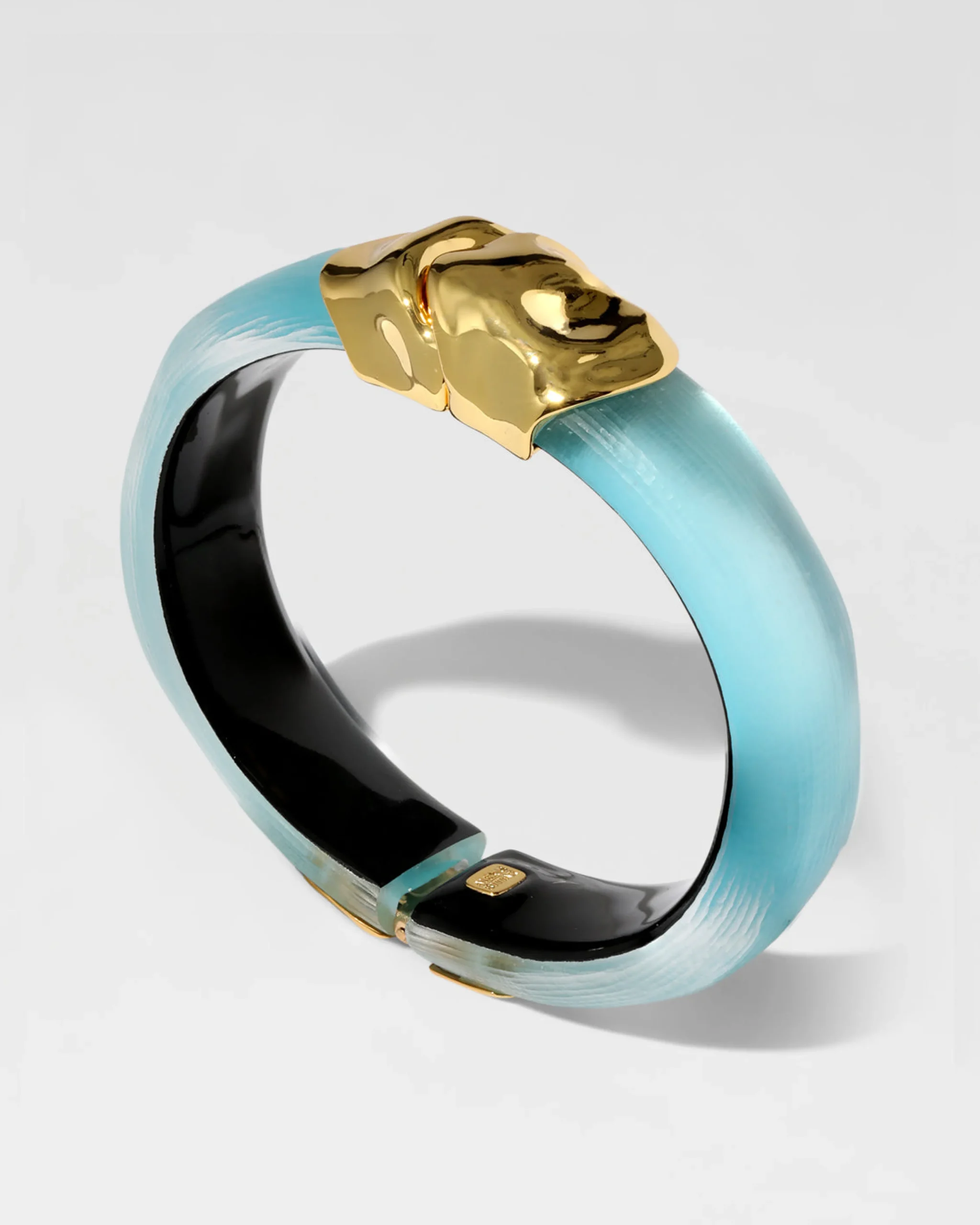 Molten Gold Lucite Hinge Bracelet- Icy Blue