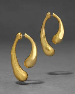 Molten Gold Scoop Front Back Earring