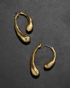 Molten Gold Scoop Front Back Earring