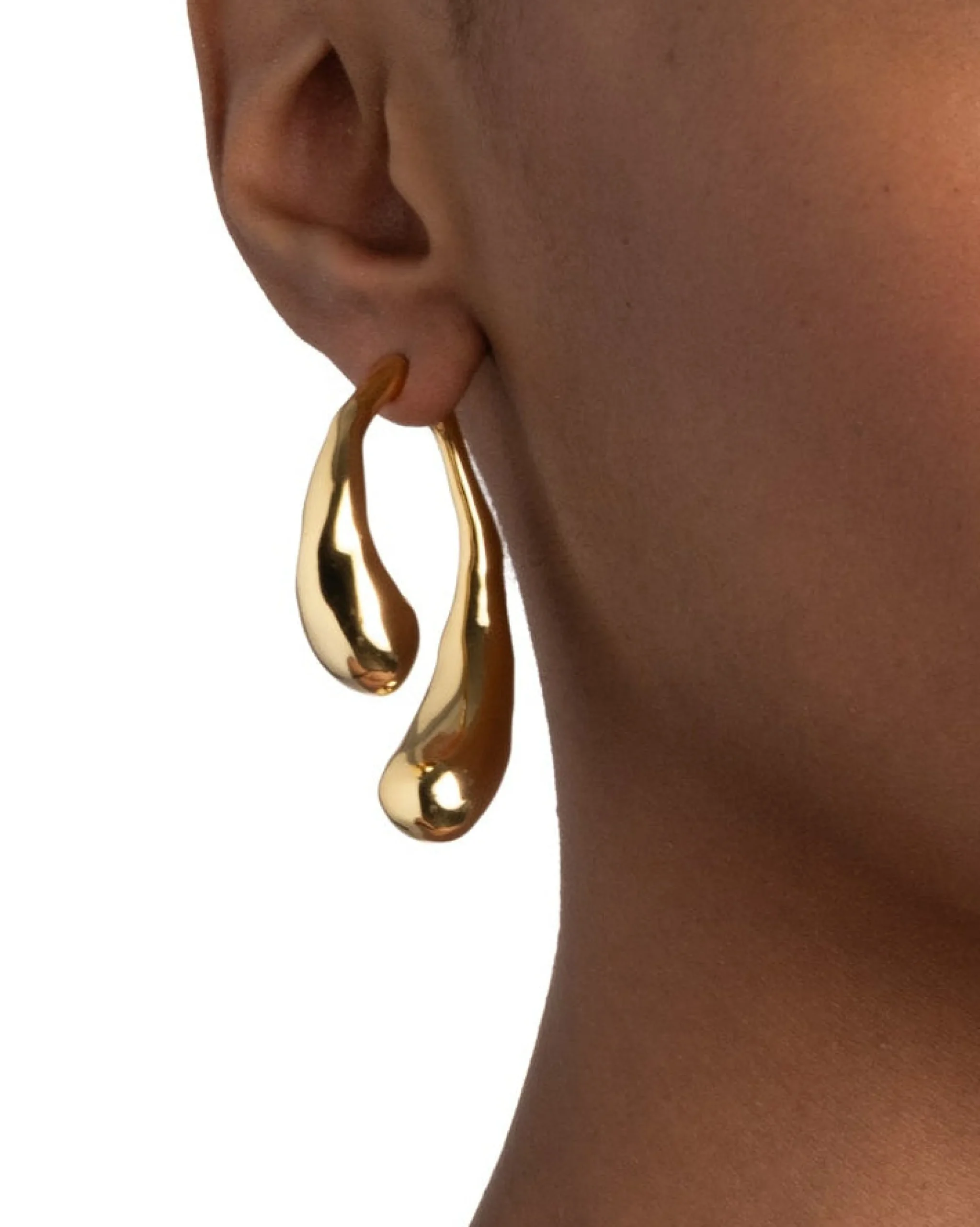 Molten Gold Scoop Front Back Earring