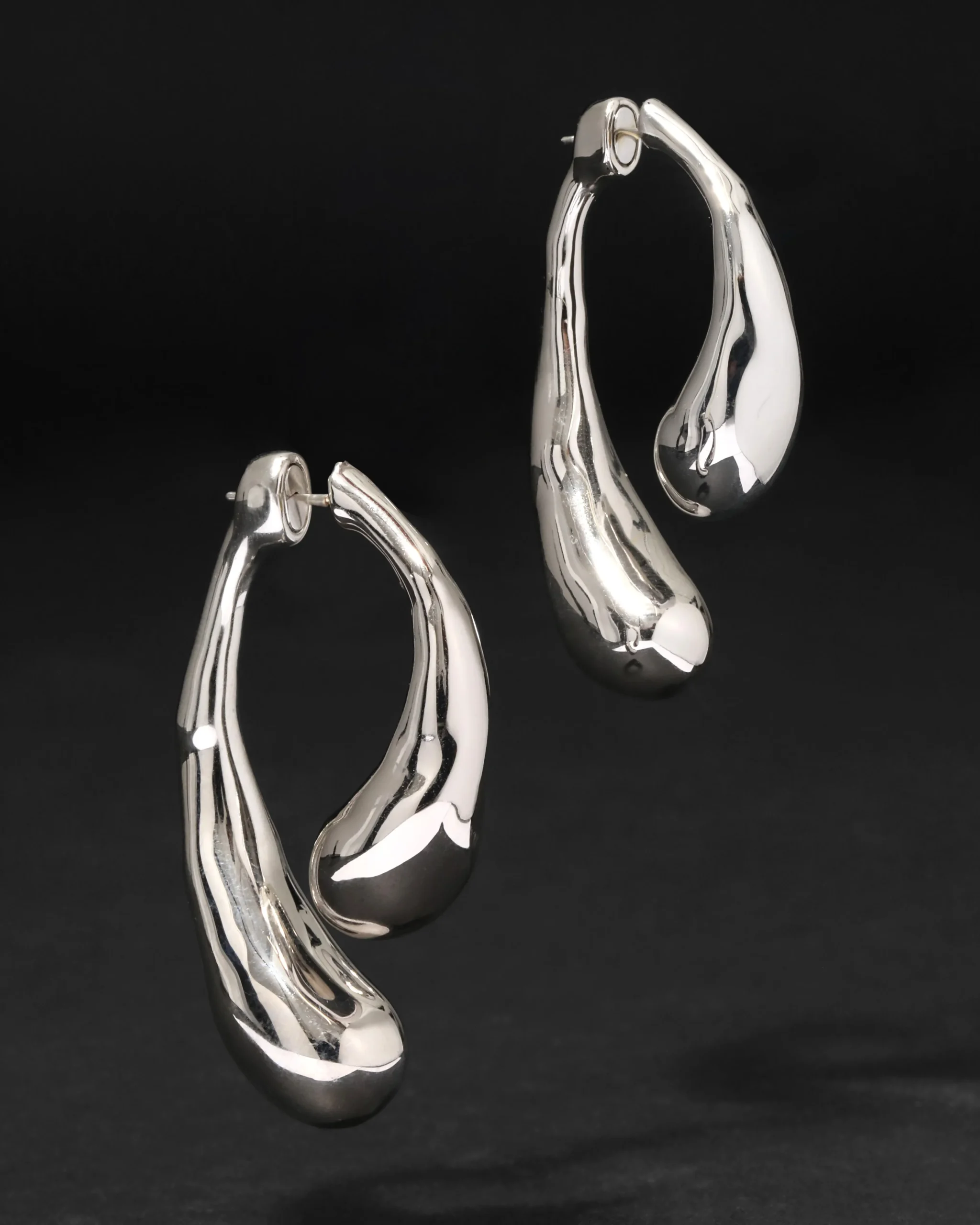 Molten Silver Scoop Front Back Earring