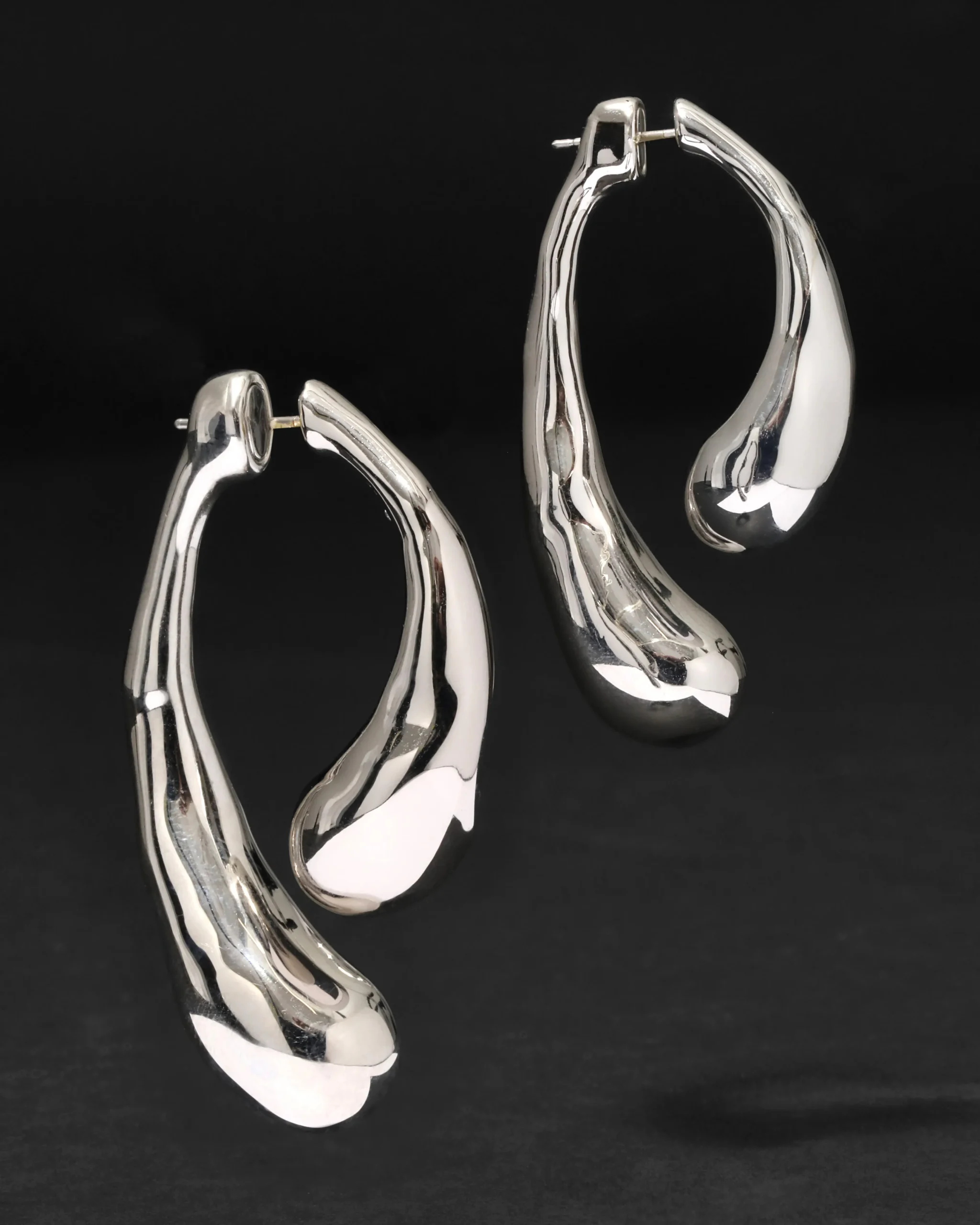 Molten Silver Scoop Front Back Earring