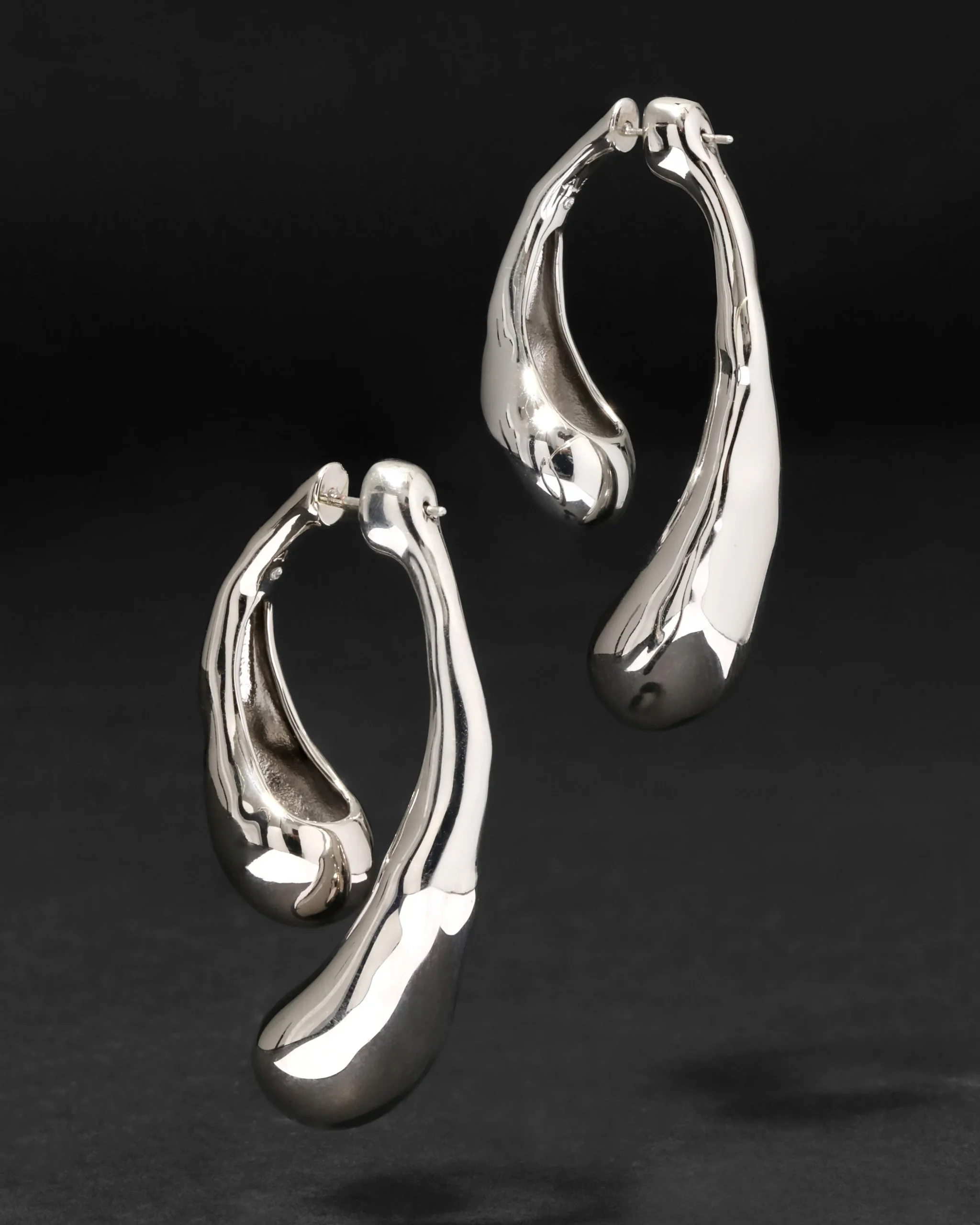 Molten Silver Scoop Front Back Earring