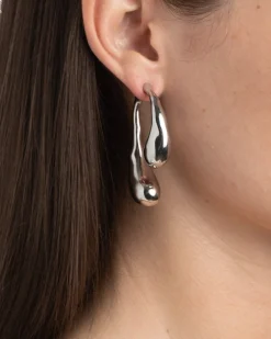Molten Silver Scoop Front Back Earring
