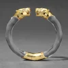 Panther Visage Lucite Hinge Cuff Bracelet