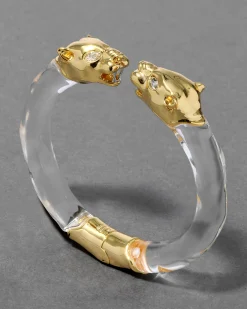 Panther Visage Lucite Hinge Cuff Bracelet