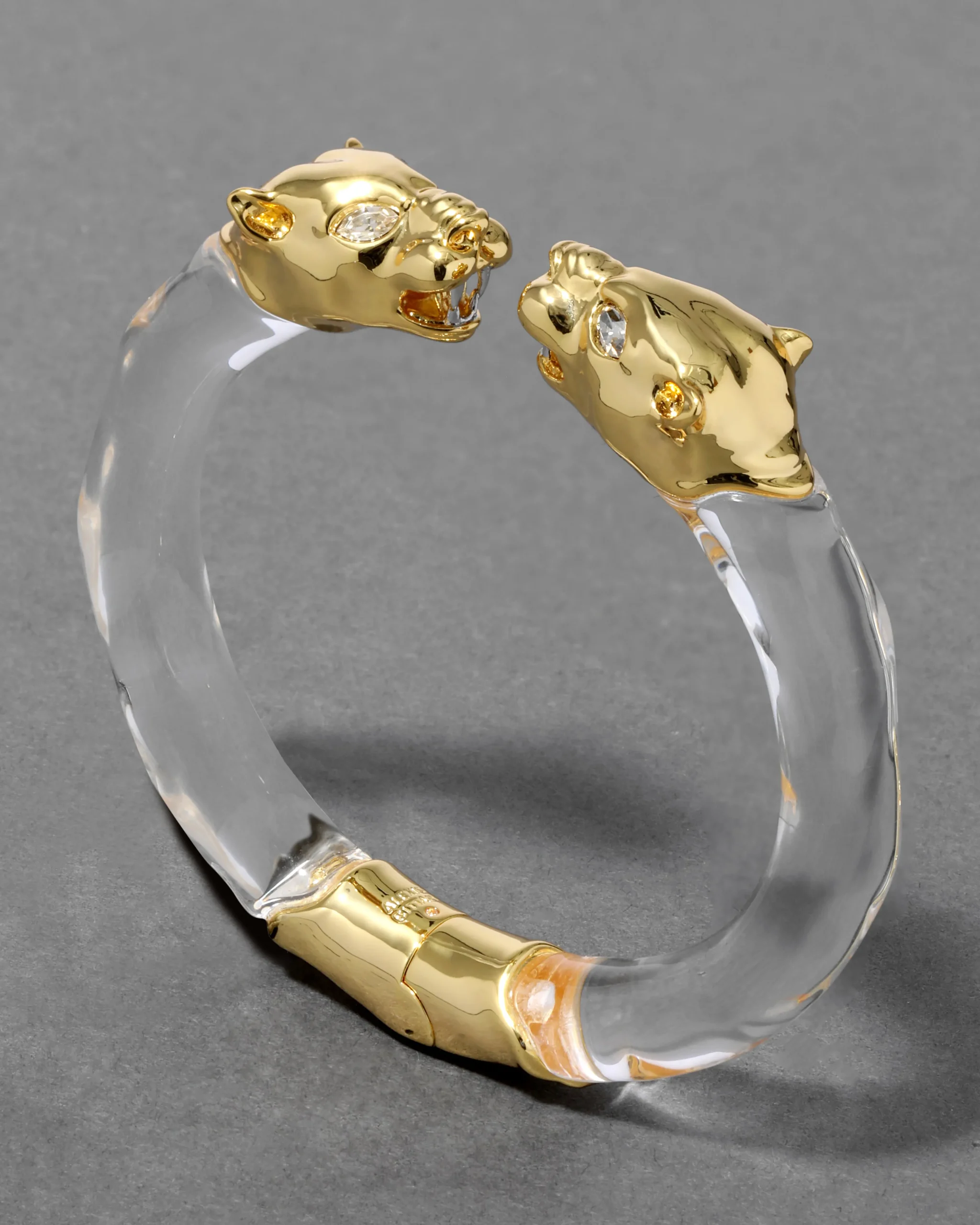 Panther Visage Lucite Hinge Cuff Bracelet