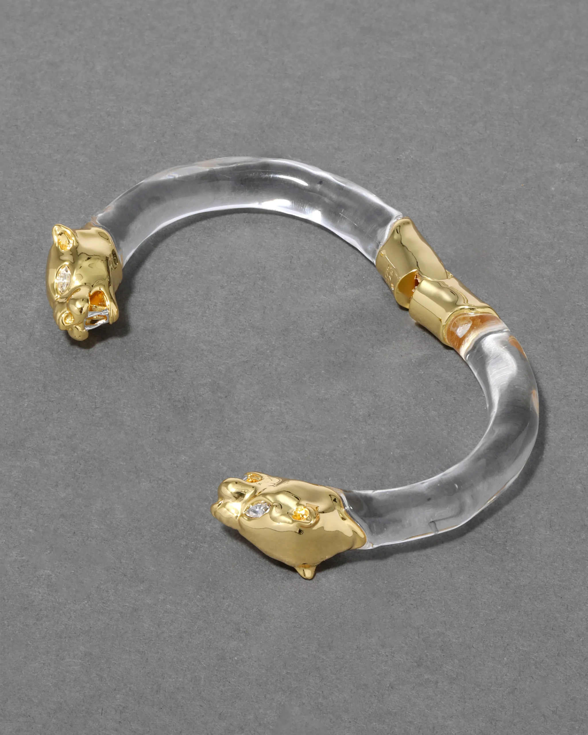 Panther Visage Lucite Hinge Cuff Bracelet