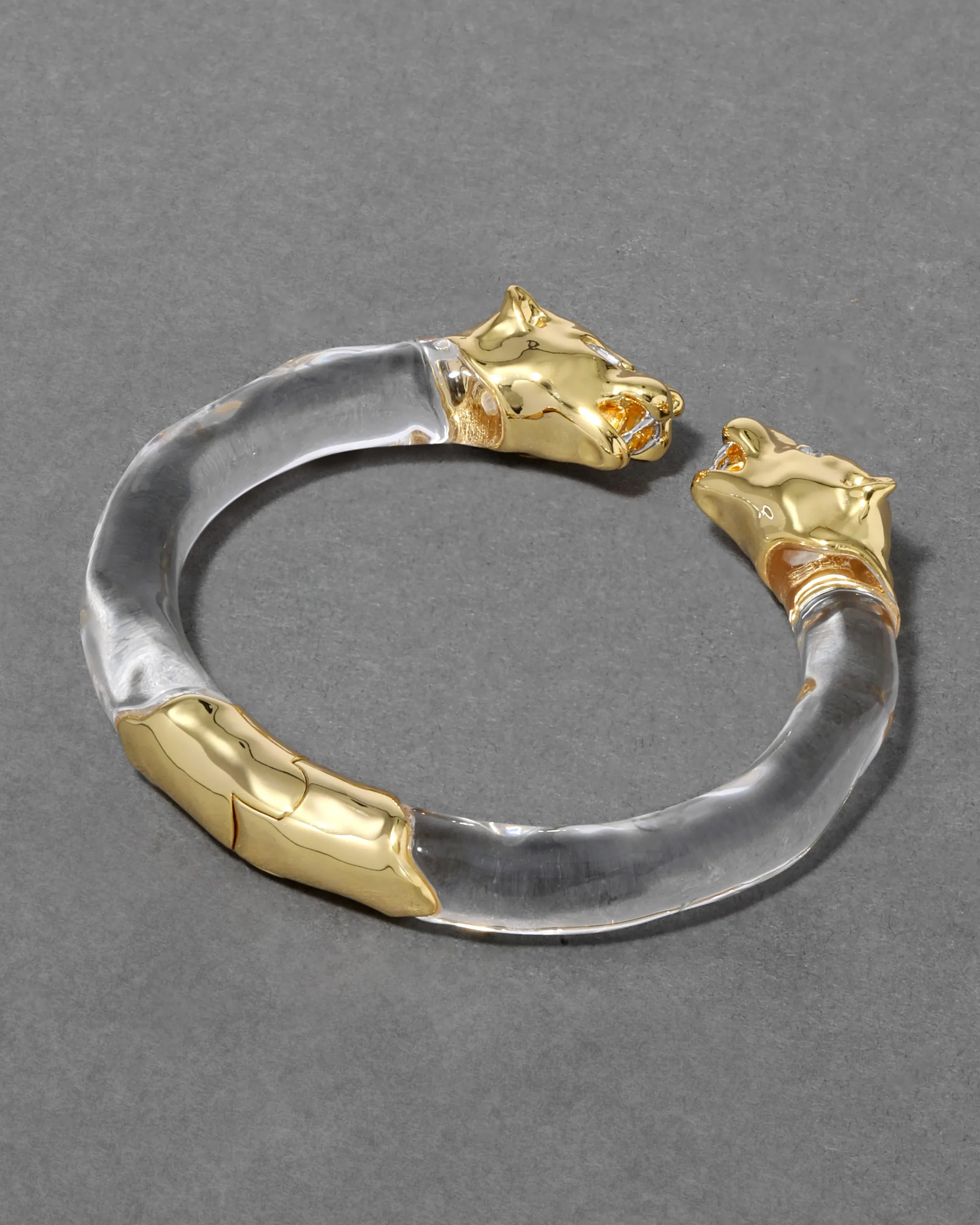 Panther Visage Lucite Hinge Cuff Bracelet