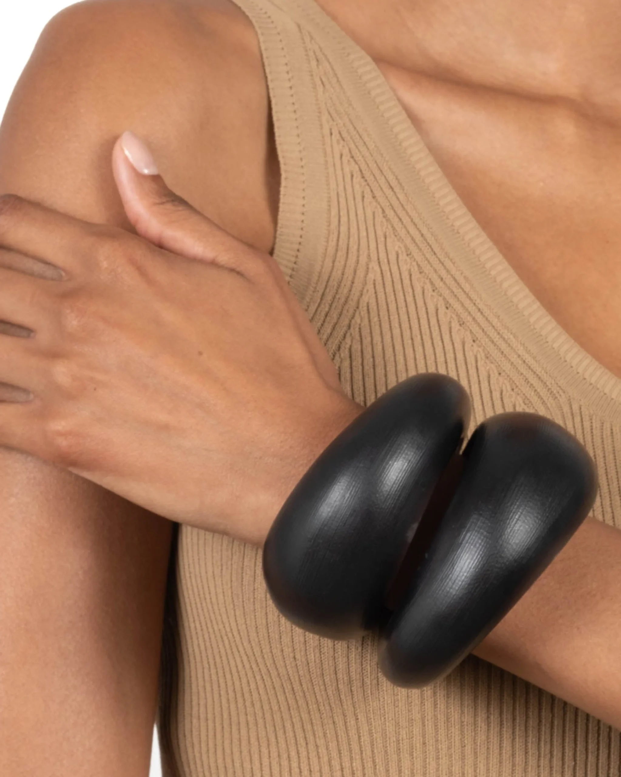 Puffy Lucite Tapered Bangle Bracelet- Black