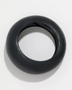 Puffy Lucite Tapered Bangle Bracelet- Black