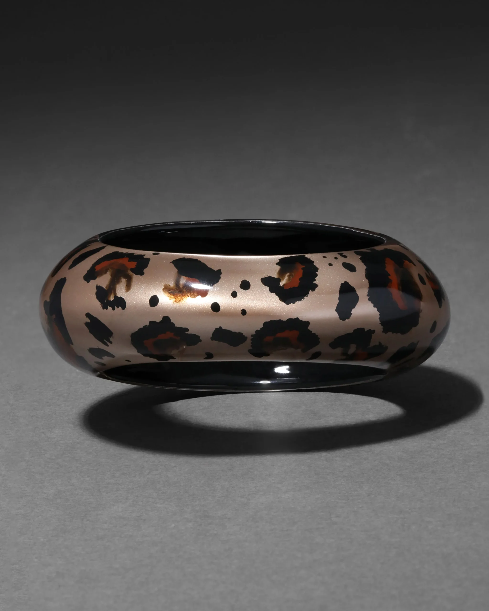 Puffy Lucite Tapered Bangle Bracelet- Leopard