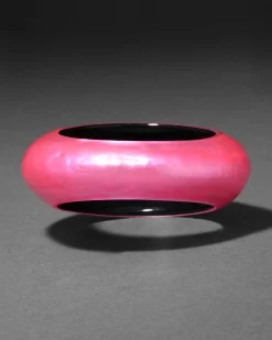Puffy Lucite Tapered Bangle Bracelet- Neon Pink