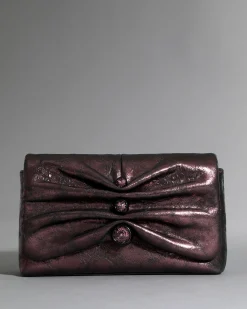 Ruched Crystal Crossbody Bag- Dark Plum