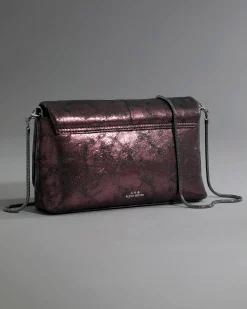 Ruched Crystal Crossbody Bag- Dark Plum
