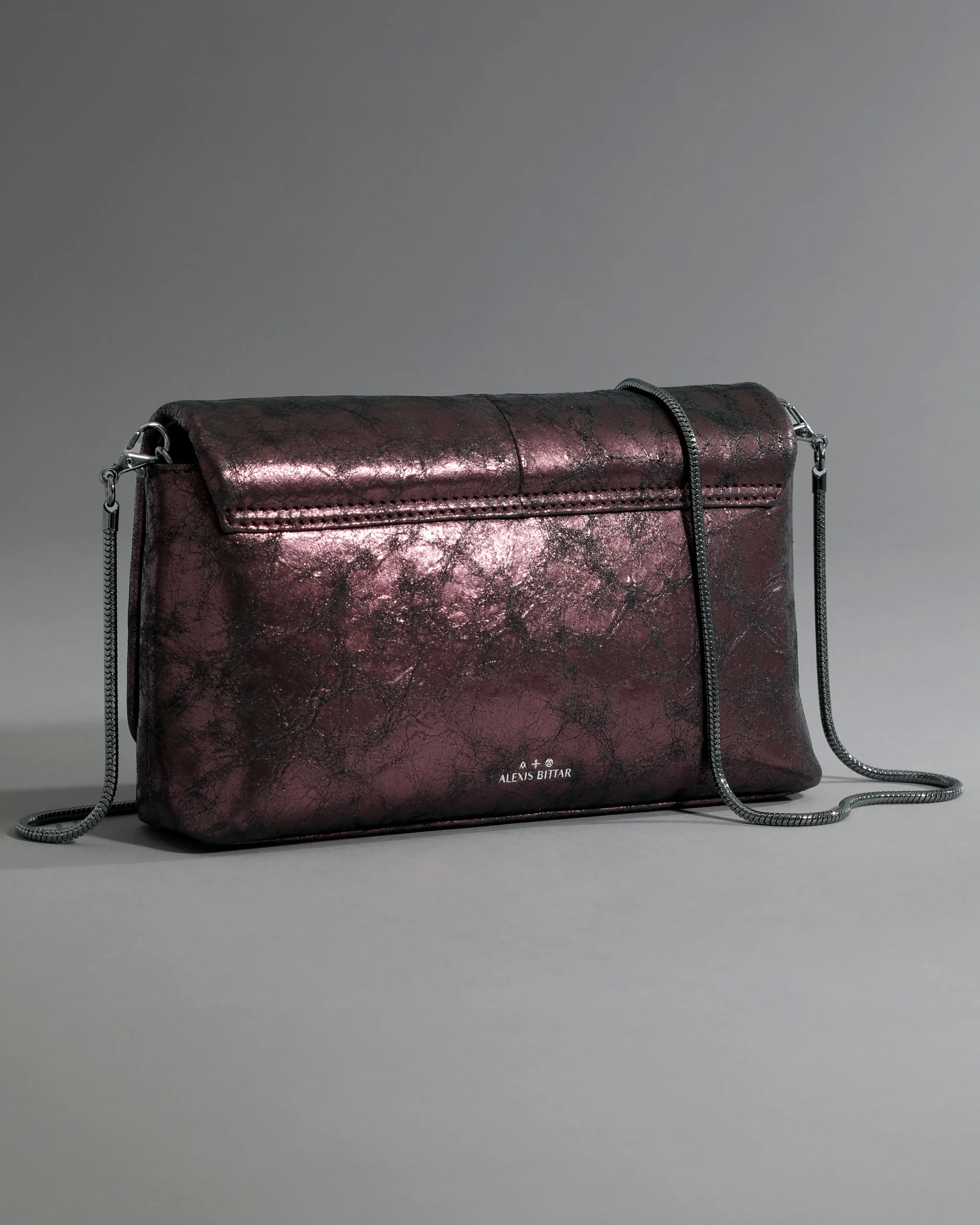 Ruched Crystal Crossbody Bag- Dark Plum