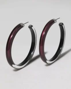 Skinny Lucite Hoop Earring- Black Cherry