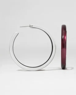 Skinny Lucite Hoop Earring- Black Cherry