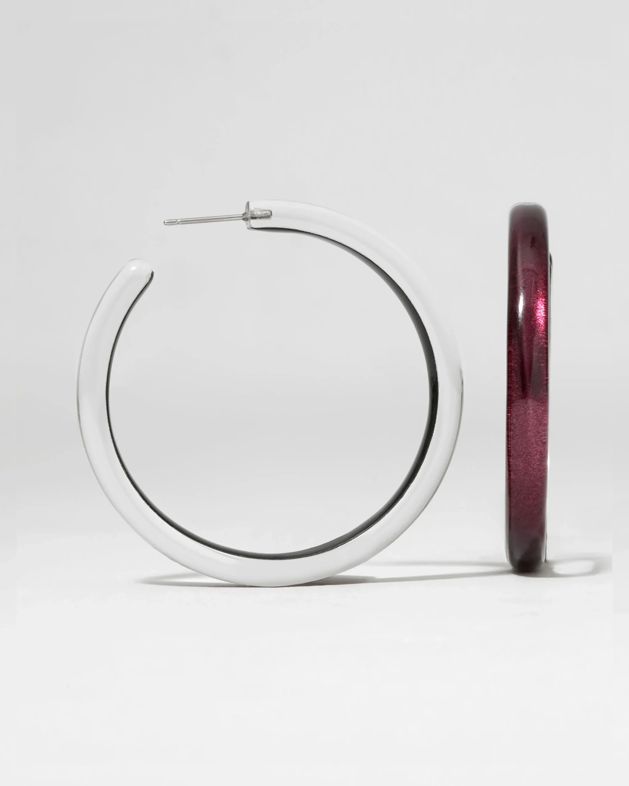 Skinny Lucite Hoop Earring- Black Cherry