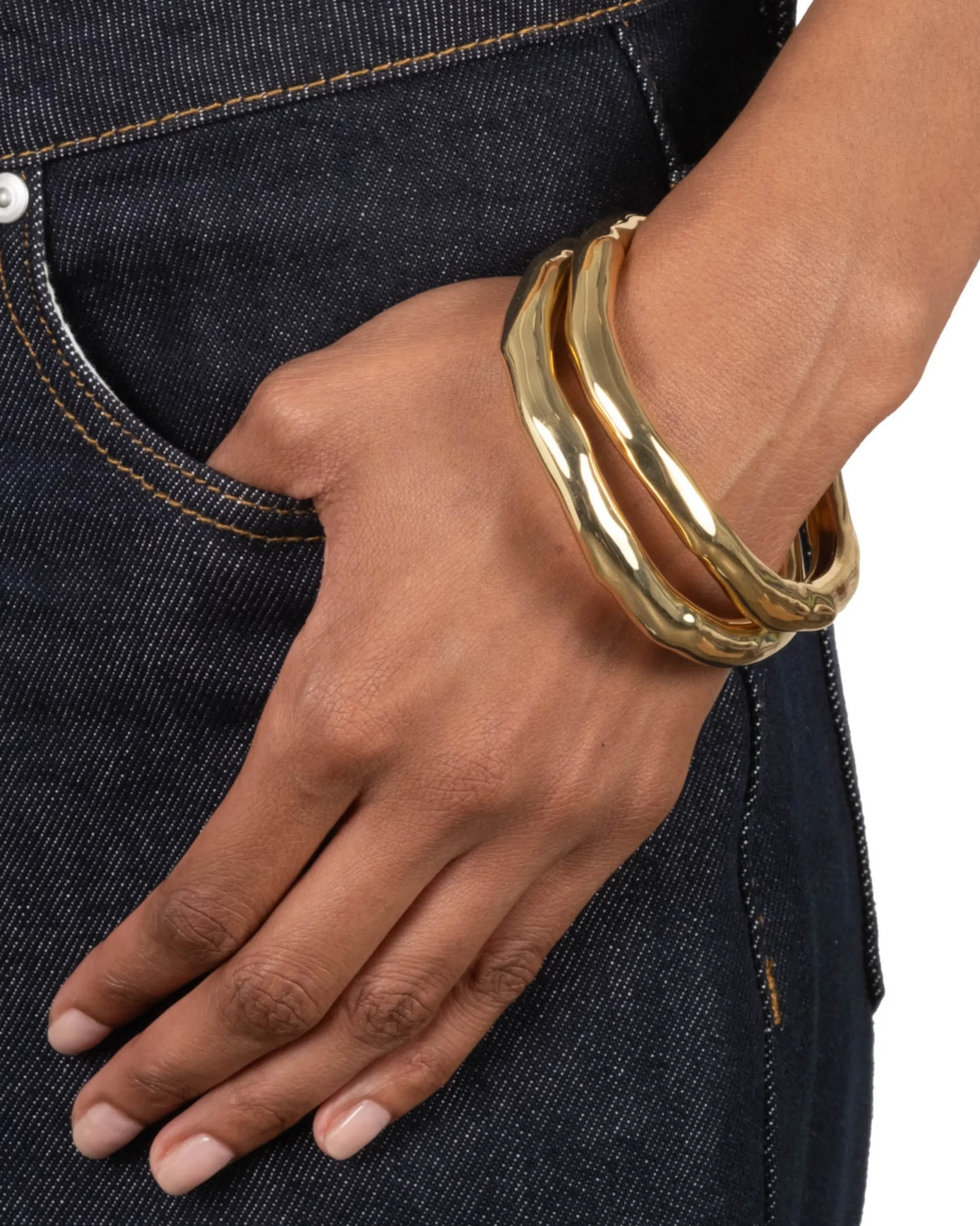 Small Molten Bangle Bracelet- Gold