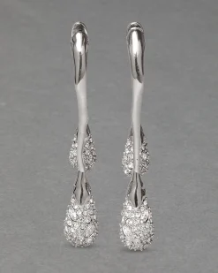 Solanales Crystal Front Back Double Drop Earring - Silver