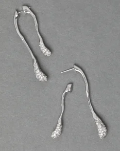 Solanales Crystal Front Back Double Drop Earring - Silver