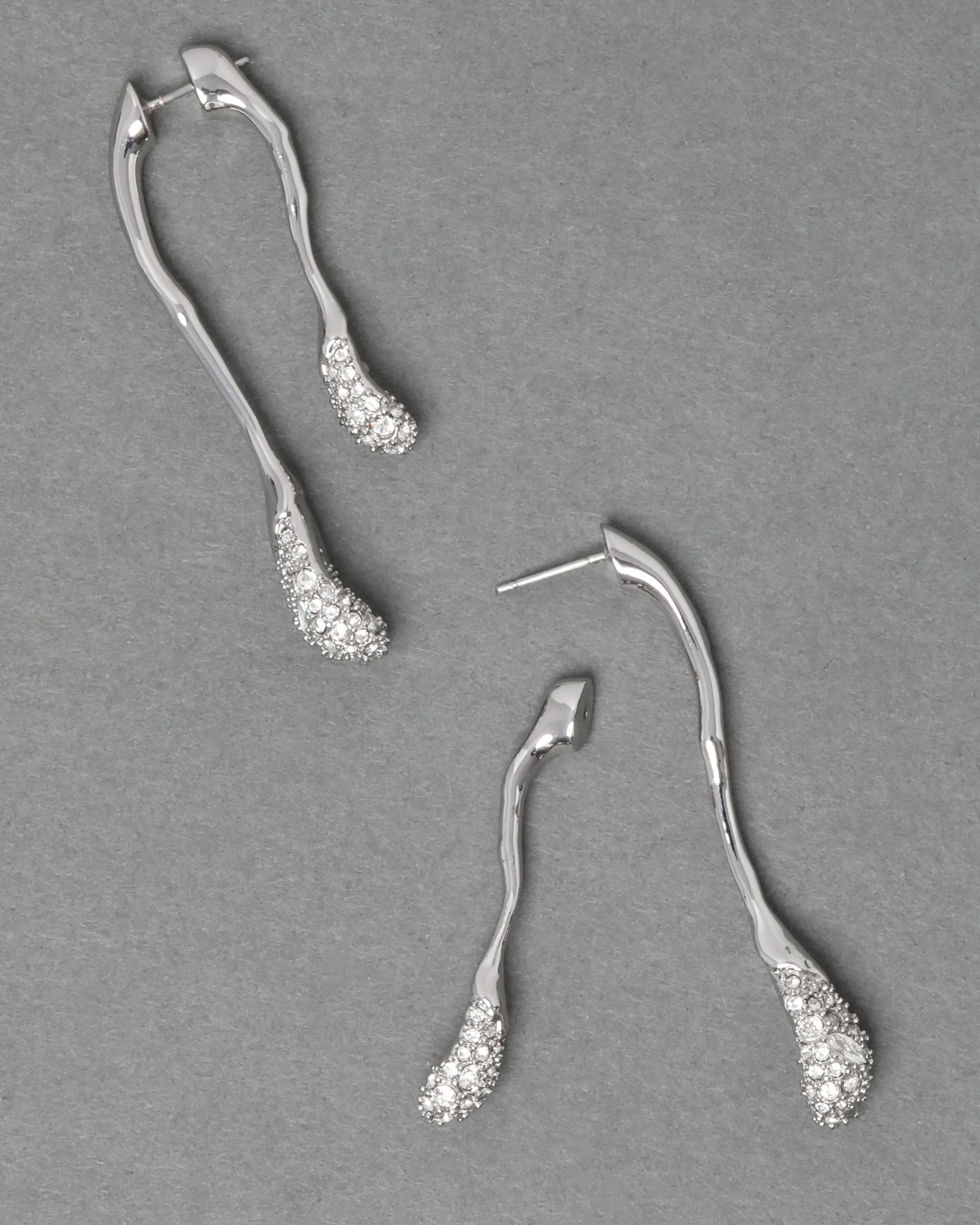 Solanales Crystal Front Back Double Drop Earring - Silver
