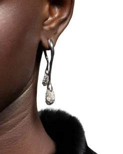 Solanales Crystal Front Back Double Drop Earring - Silver
