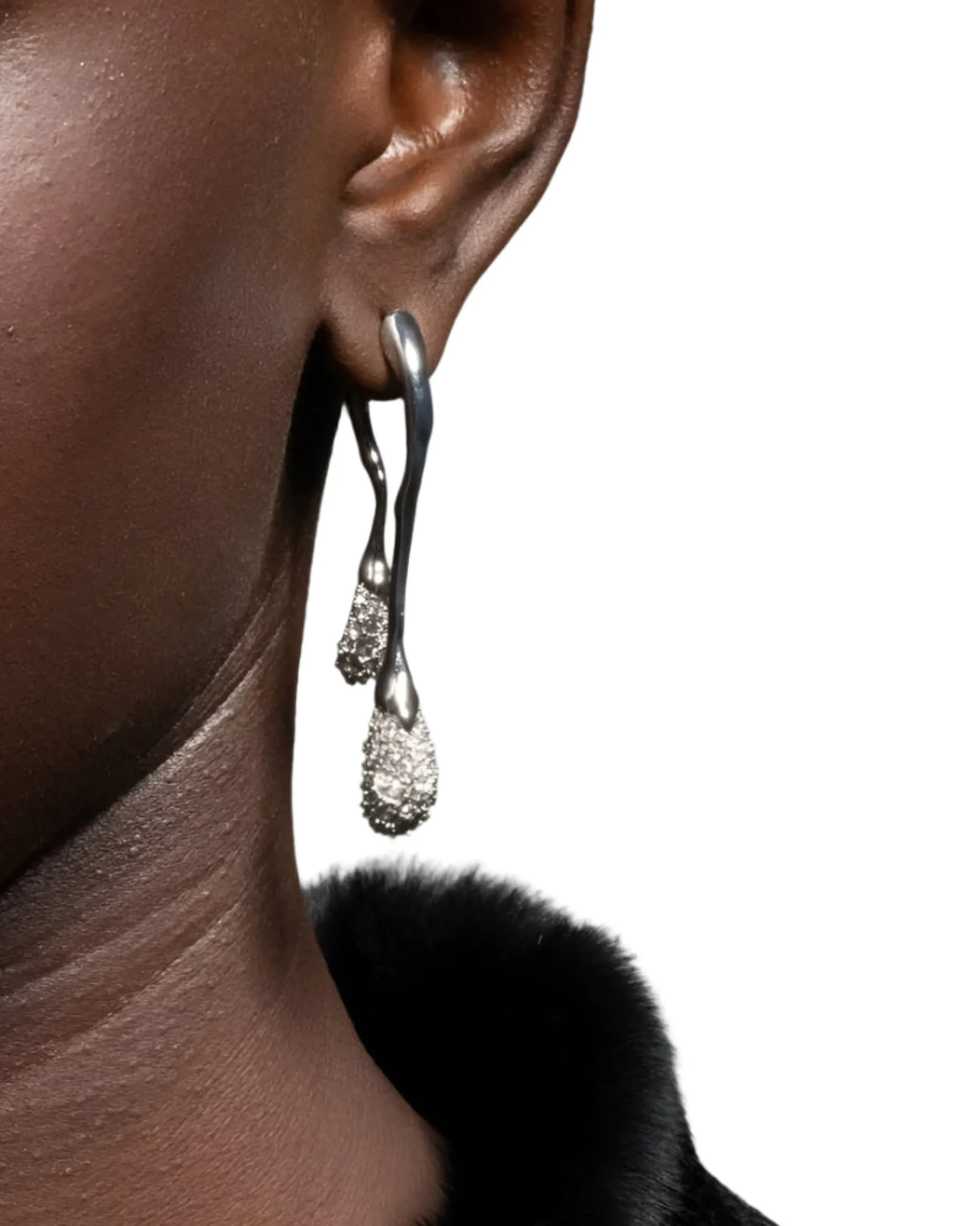 Solanales Crystal Front Back Double Drop Earring - Silver