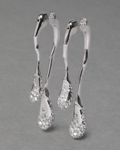Solanales Crystal Front Back Double Drop Earring - Silver