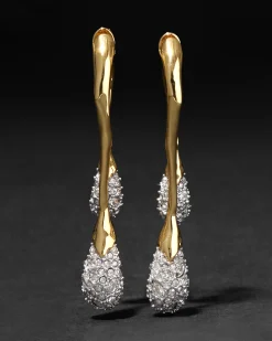 Solanales Crystal Front Back Double Drop Earring- Gold