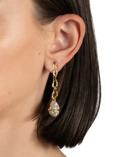 Solanales Crystal Linked Pebble Earring