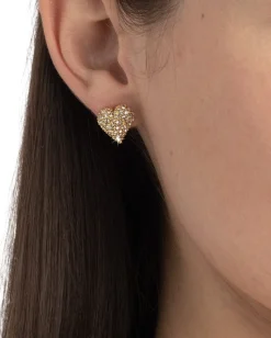 Solanales Crystal Pavé Heart Stud Earring