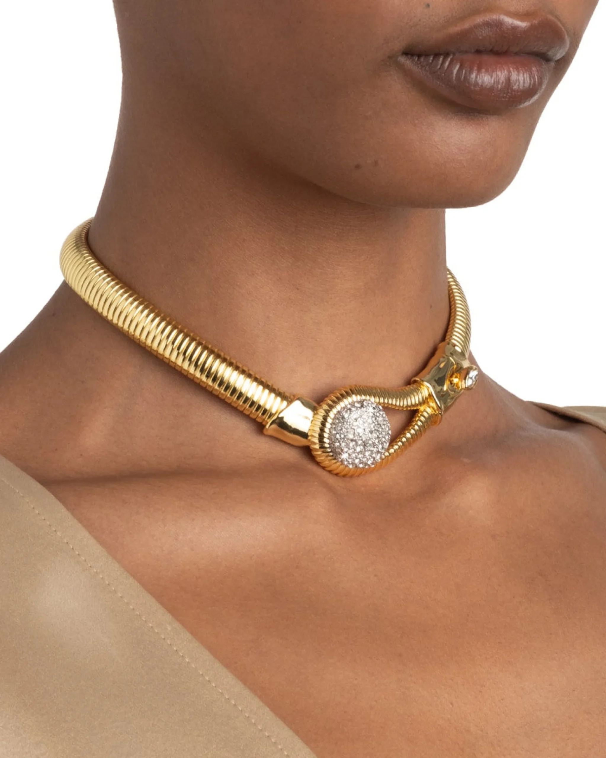 Solanales Crystal Pebble Collar Necklace