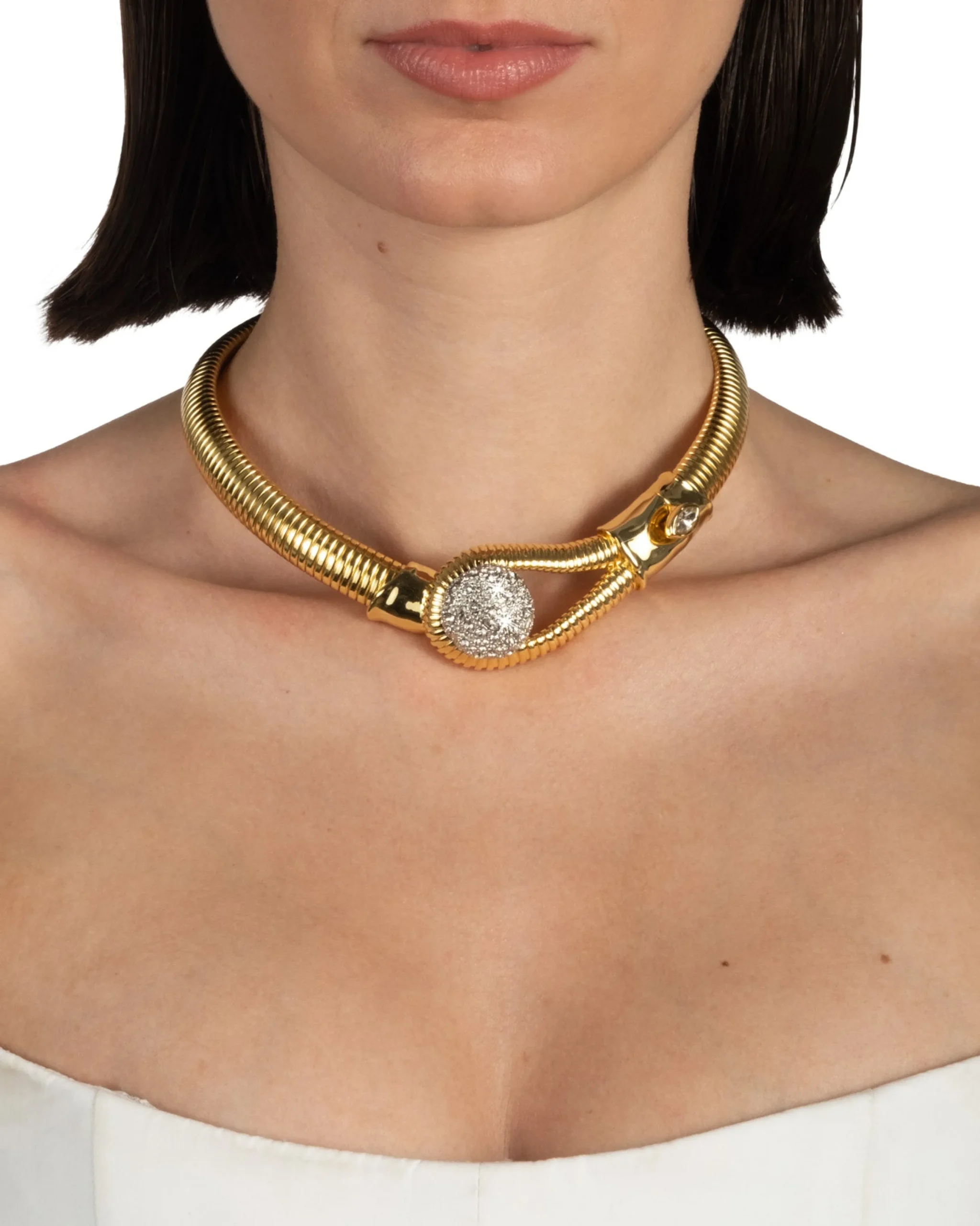Solanales Crystal Pebble Collar Necklace