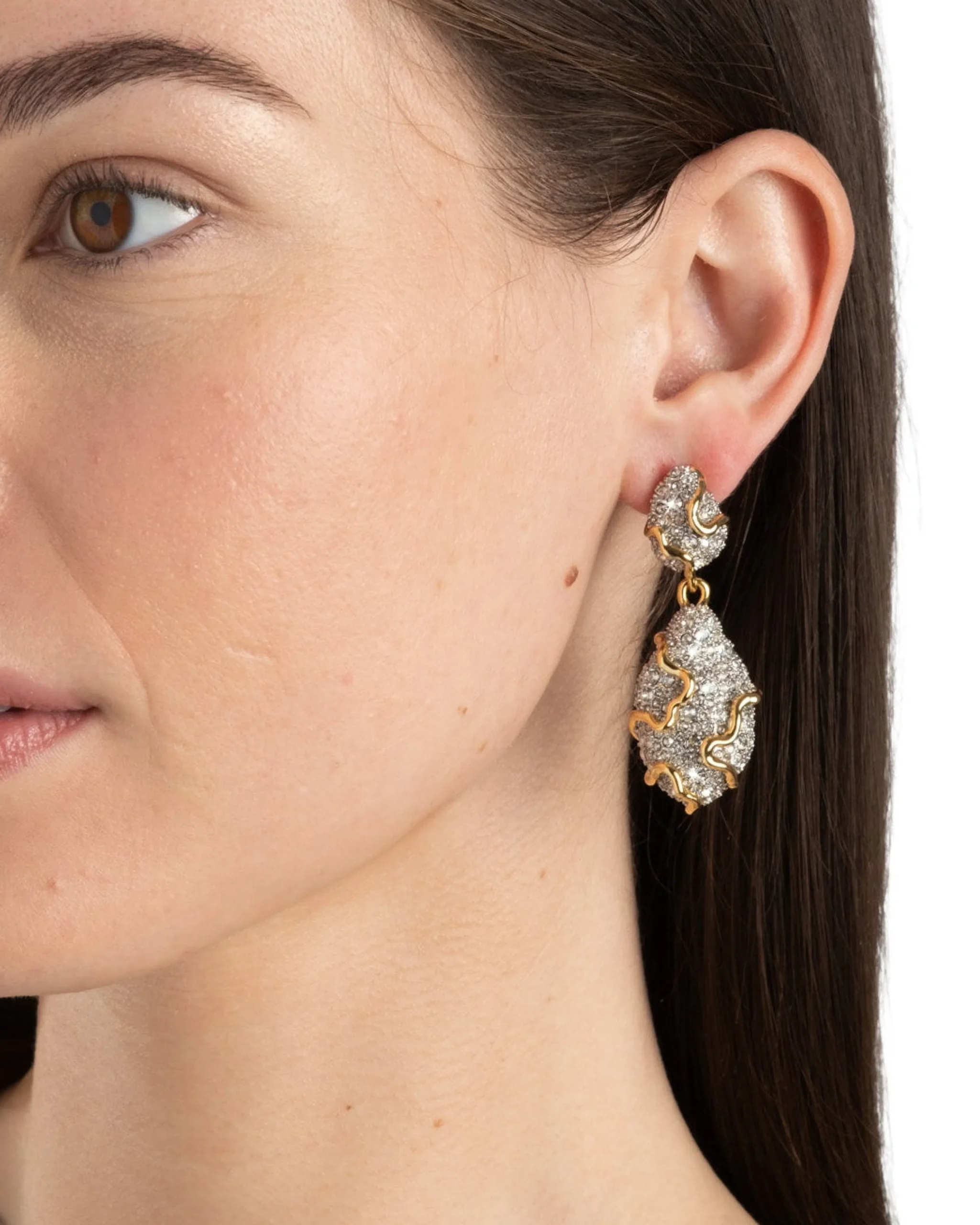 Solanales Crystal Pebble Double Drop Earring
