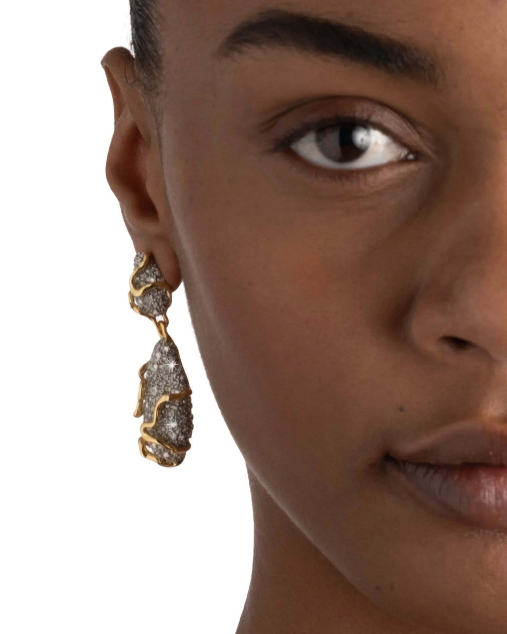 Solanales Crystal Pebble Double Drop Earring