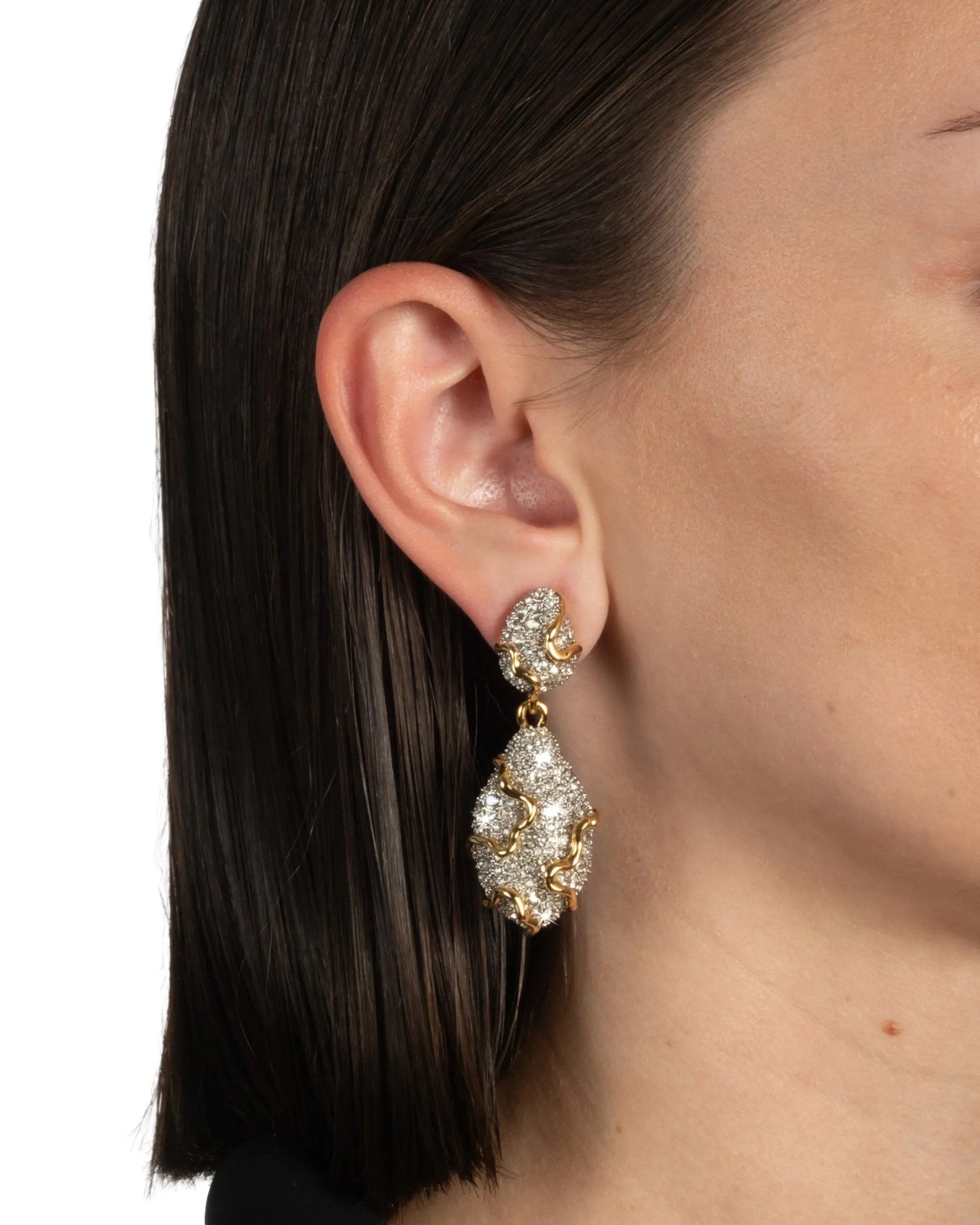 Solanales Crystal Pebble Double Drop Earring