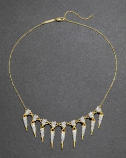Solanales Crystal Spear Fringe Necklace