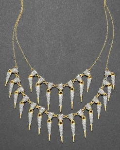 Solanales Crystal Spear Layered Fringe Necklace