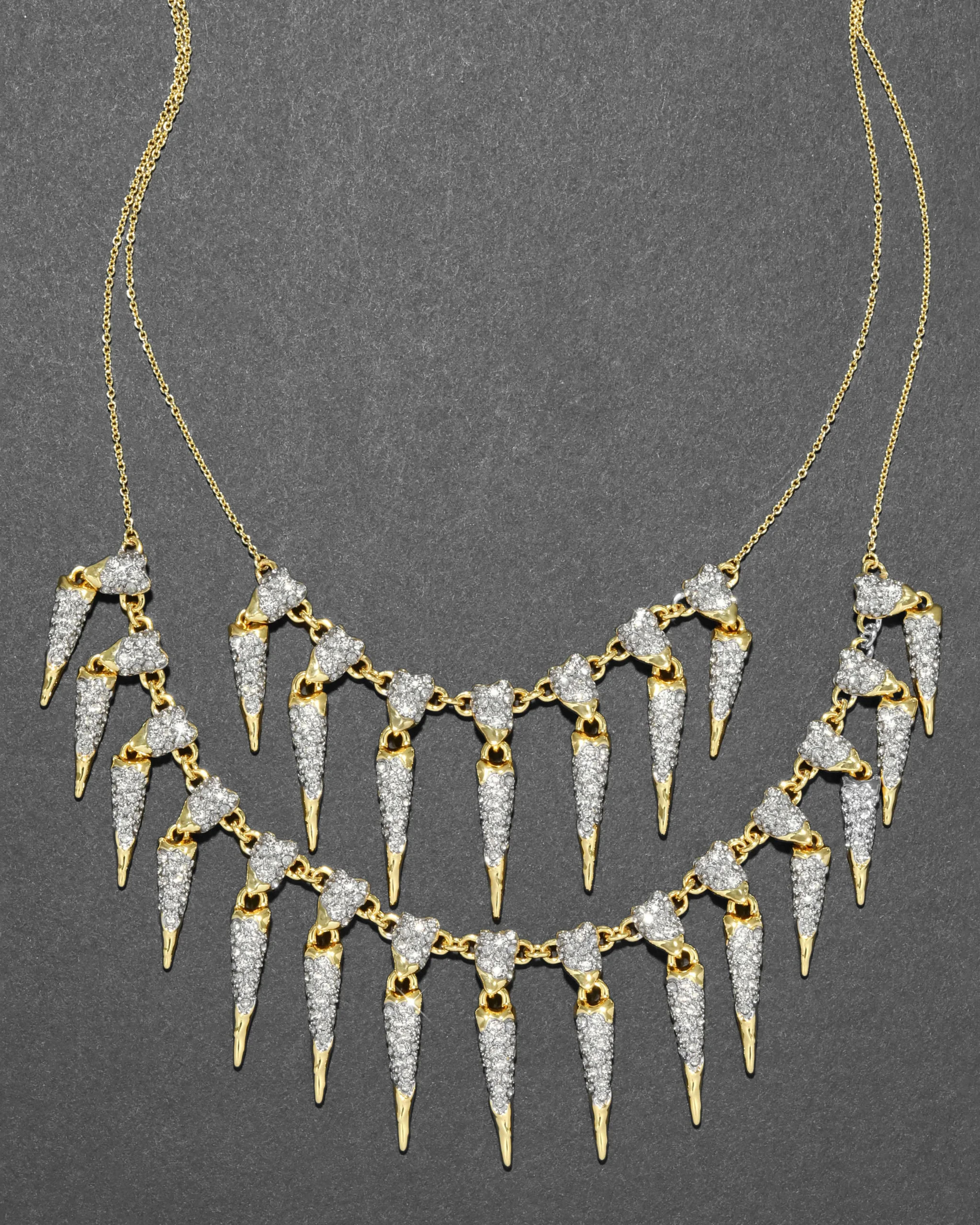 Solanales Crystal Spear Layered Fringe Necklace