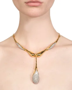 Solanales Crystal Teardrop Collar Necklace