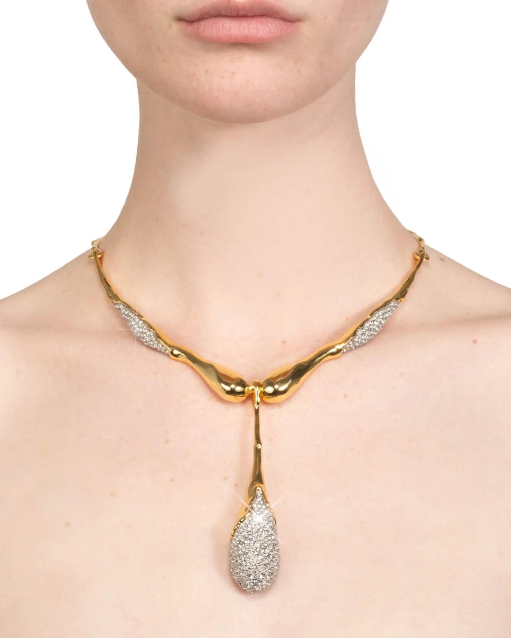 Solanales Crystal Teardrop Collar Necklace