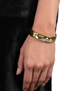 Solanales Gold Crystal Cuff Bracelet