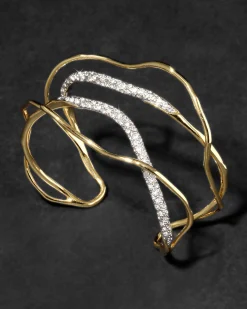 Solanales Gold Crystal Intertwined Cuff Bracelet