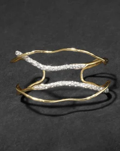 Solanales Gold Crystal Intertwined Cuff Bracelet